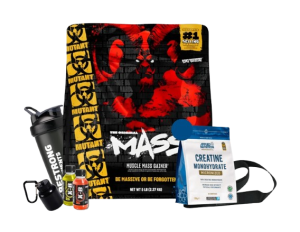 mutant mass 5 lb + creatina applied nutrition 150g + shaker o straps o portaprote + 1 x b