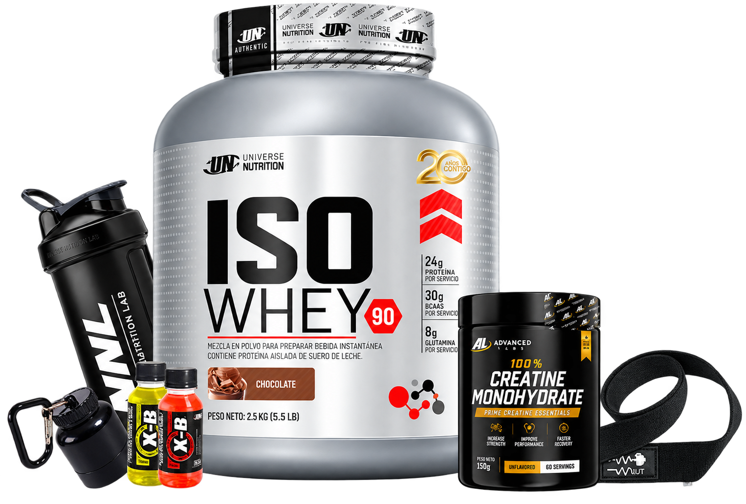 iso whey 2.5 kg chocolate + creatina advanced labs 150g + shaker o straps o portaprote + 1 x b iso whey 2.5 kg chocolate + creatina advanced labs 150g + shaker o straps o portaprote + 1 x b
