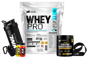 whey pro 3kg + creatina advanced labs 150g + shaker o straps o portatrote + 1 x b